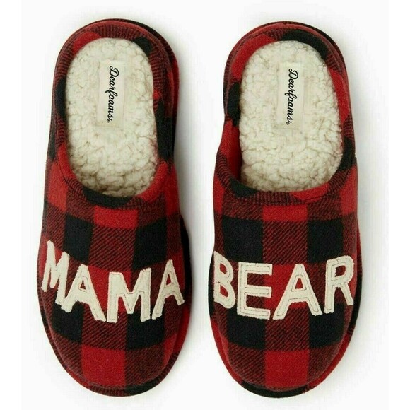 Dearfoams Mama Bear Memory Foam Red Buffalo Plaid Clog Slippers  XL 11-12  NWT - Picture 1 of 1